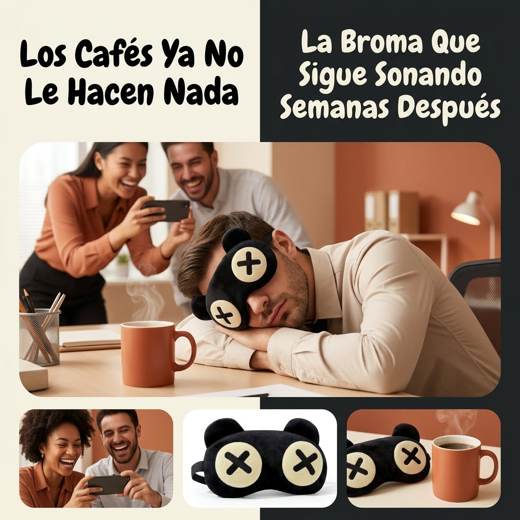 Antifaz de Dormir Divertido — Diseño Oso Dormilón