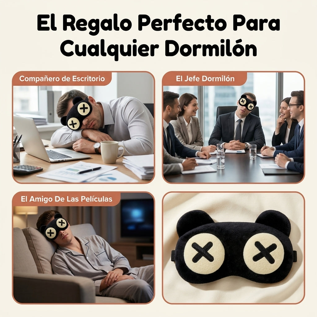 Antifaz de Dormir Divertido — Diseño Oso Dormilón